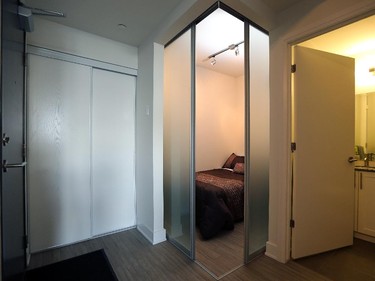 Most of the upgrade budget went to frosted glass doors for the den, which has been turned into a bedroom.