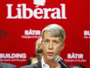 The new MP for Ottawa-Orleans, Andrew Leslie, speaks at his acclamation during a Liberal nomination meeting in Orleans Saturday, December 6, 2014.