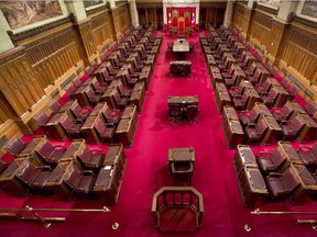 The Senate chamber on Parliament Hill is seen May 28, 2013 in Ottawa. THE CANADIAN PRESS/Adrian Wyld