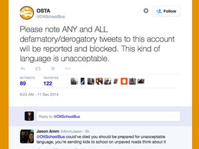 Ottawa Student Transportation Authority officials had to clamp down on unruly tweeters on Thursday.