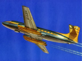 A painting by R.W. Bradford of the Canadian Jetliner, reproduced for the Museum of Science and Technology.