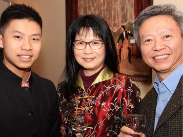 Award-winning violinist Kerson Leong with his parents, Tu Mach and Kin-Wai Leong, at the post-concert reception for the sold-out Angela Hewitt in Recital held Wednesday, January 14, 2015, as part of the Chamberfest winter concert series.
