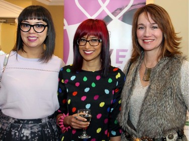 From left, Leah Harper from Nordstrom, blogger Zara Ansar and Janet Wilson, new magazine editor of Ottawa Citizen Style, upped the fashion standards at the Revive Your Style fundraiser for breast health, held Sunday, January 25, 2015, at the Sala San Marco.