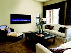 A 50-inch wide Fire and Ice model by Amantii. The flame colour can be changed by remote control.