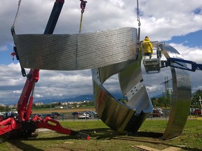 Installation of Gayle Hermick's sculpture Wandering the Immeasurable, at the CERN  site in Switzerland. (Photo Guillaume, Jeanneret, CERN)