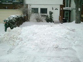 Estelle Crescent driveway of Lilia Roumiantseva, which was 'completely blocked by a snow bank' left by city plows.