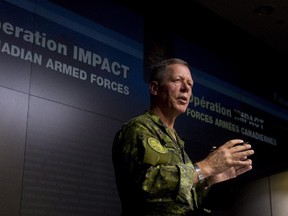 Commander Canadian Joint Operations Command Lieutenant-General Jonathan Vance speaks during a technical briefing, Monday, January 19, 2015 in Ottawa.