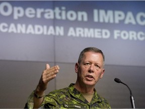 Commander Canadian Joint Operations Command Lieutenant-General Jonathan Vance speaks during a technical briefing, Monday, January 19, 2015 in Ottawa.