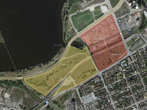 LeBreton Flats: Subject Site and Option Lands  Screen capture from http://www.ncc-ccn.gc.ca/capital-planning/master-plans/lebreton-flats/news/2014-09-30/it-time-to-reimagine-future-of-lebreton  https://mapsengine.google.com/map/embed?mid=zCtqKYA8cXcA.kCakkxb7J-hQ