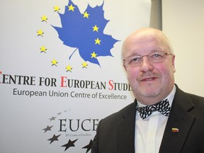 Lithuanian Defence Minister Juozas Olekas spoke at Carleton University Jan. 19.