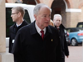 LONDON - UNITED KINGDOM - JANUARY 22:  Canadian Defence Minister Rob Nicholson arrives for a meeting with coalition members to discuss the threat of Islamic State, at Lancaster House on January 22, 2015 in London. Senior officials from 21 countries including Iraqi Prime Minister Al-Abadi are gathering in London to discuss efforts to tackle the militant group IS in Syria and Iraq.  (Photo by Stefan Rousseau - WPA Pool/Getty Images)