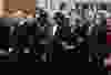 Israeli Prime Minister Benjamin Netanyahu, French President Francois Hollande, German Chancellor Angela Merkel and Queen Rania of Jordan attend a mass unity rally following the recent Paris terrorist attacks on January 11, 2015 in Paris, France.