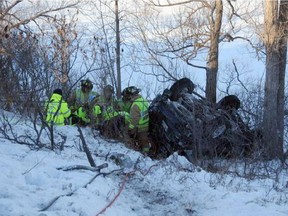 A woman was extricated from this car.