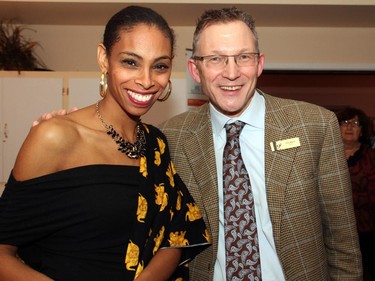 Ottawa Chamber Music Society director of development Tricia Johnson with the chair of its board, lawyer Ted Mann, at the post-concert reception for the sold-out Angela Hewitt in Recital, on Wednesday, January 14, 2015, at Dominion-Chalmers United Church.