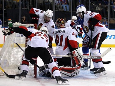 Craig Anderson #41 of the Ottawa Senators tends goal in the second period.