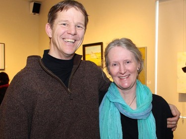Reid McLachlan with his wife, artist Rebecca "Becky" Mason, at the vernissage for Cube Gallery's 10th anniversary exhibition, held Sunday, January 11, 2015.