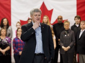 Prime Minister Stephen Harper makes an announcement at Framecraft Ltd. in St. Catharines, Ont., on Thursday, January 22, 2015.