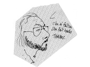 Tignous, a cartoonist for the satirical magazine Charlie Hebdo, did a napkin portrait of Guy Badeaux during their last meeting in Paris two years ago.