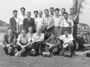 Initially with a staff of 20 radio operators and other personnel, Ottawa's hush-hush intercept station grew to a full staff of 125 men and women who worked there in the final years of Second World War. Ernie Brown is shown here with his colleagues.