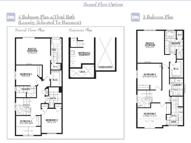 One of the biggest options is either three or four bedrooms. The four-bedroom also offers the choice of adding a third bathroom by moving the laundry to the basement.