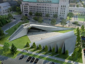 A drawing of the concept for the National Memorial to Victims of Communism to be situated near the Supreme Court of Canada.