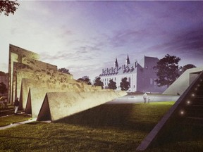 A drawing of the winning ABSTRAKT Studio Architecture concept for the National Memorial to Victims of Communism, which will be situated near the Supreme Court of Canada.