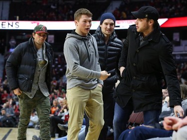 Left to right: Cody Ceci, Curtis Lazar, Mark Stone and Bobby Ryan of the Ottawa Senators arrive to watch the MBNA Capital Hoops Classic.