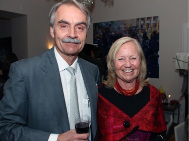 Dr. David Esdaile and his wife, Marianne Feaver, at the Friends of the NAC Orchestra's Music to Dine For benefit hosted by Norwegian Ambassador Mona Elisabeth Brother on Wednesday, February 25, 2015.