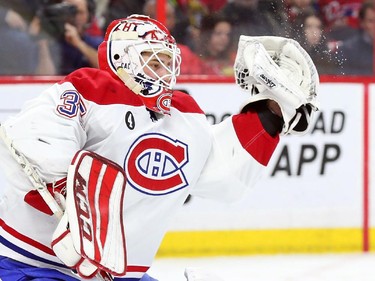 Dustin Tokarski of the Montreal Canadiens makes the save against the Ottawa Senators during first period of NHL action at Canadian Tire Centre in Ottawa, February 18, 2015.  (Jean Levac/ Ottawa Citizen)