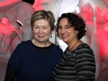 From left, Anne McGrath, national director of the New Democrat Party, with Gauri Sreenivasan at a special event hosted by the Macdonald-Laurier Institute on Wednesday, February 18, 2015, at the Canadian Museum of History to celebrate the 200th anniversary of the birthdate of Sir John A. Macdonald.