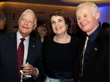 From left, award-winning author and historian Michael Bliss at the Canadian Museum of History on Wednesday, February 18, 2015, with Shelley Crowley and Macdonald-Laurier Institute managing director Brian Lee Crowley for a dinner organized by the MLI to celebrate the 200th anniversary of Sir John A. Macdonald's birthdate.