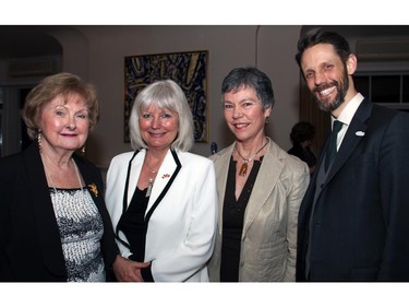 From left, volunteer Joan Forbes with Norwegian Ambassador Mona Elisabeth Brother, Music to Dine For chair Pamela Robinson and Marc Stevens, general manager of the National Arts Centre Orchestra (NACO), at the Friends of the NACO benefit held Wednesday, February 25, 2015, at the ambassador's official residence in Rockcliffe.