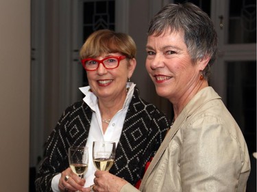 From left, Wendy Finan with Pamela Robinson, chair of the Friends of the NAC Orchestra's Music to Dine For benefit held Wednesday, February 25, 2015, at the official residence of the Norwegian ambassador.