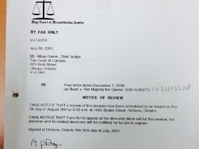 A fax sent by Ian Bush to Alban Garon summoning him to a fictitious hearing of the "High Court of Humanitarian Justice."