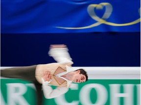 Javier Fernandez during the free skate at the  European Figure Skating Championships  in Stockholm, Sweden.