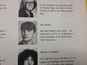 Ian Bush, middle, grade 13, Dryden HIgh School yearbook