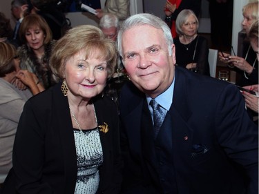 Joan Forbes and Albert Benoît at their dinner table for the Friends of the NAC Orchestra's Music to Dine For benefit hosted by Norwegian Ambassador Mona Elisabeth Brother at her official residence in Rockcliffe on Wednesday, February 25, 2015.