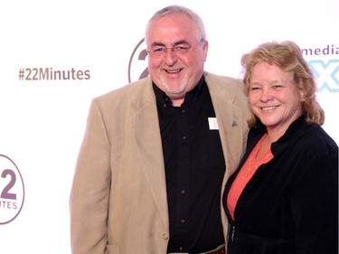 Kanata South Ward Councillor Allan Hubley with his wife, Wendy, on the red carpet for the live taping in Ottawa of This Hour Has 22 Minutes, held Thursday, February 5, 2015, at Algonquin College as part of the Cracking-up the Capital comedy festival for mental health.