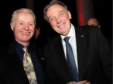 Macdonald-Laurier Institute (MLI) managing director Brian Lee Crowley with Conservative MP Peter Kent at event organized by the MLI on Wednesday, February 18, 2015, at the Canadian Museum of History in celebration of the 200th anniversary of the birth of Sir John A. Macdonald. (Caroline Phillips / Ottawa Citizen)