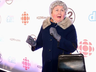 Mary Walsh arrived on the red carpet in character for the live taping of the CBC TV show, This Hour Has 22 Minutes, on Thursday, February 5, 2015, at Algonquin College as part of the Cracking-up the Capital comedy festival.