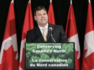 2007: Minister John Baird announces at the Museum of Nature in Ottawa, the withdrawal of over 10 million hectares of land near the East Arm of Great Slave Lake and around the Ramparts River and Wetlands, both in the Northwest Territories, November 21, 2007. The withdrawal represents one of the largest land conservation initiatives in Canadian history. (MARKETWIRE PHOTO/Parks Canada)