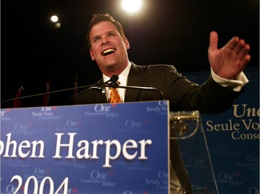 2004: John Baird helps launch Canadian Alliance leader Stephen Harper's campaign for the leadership of the Conservative Party of Canada, January 12, 2004.