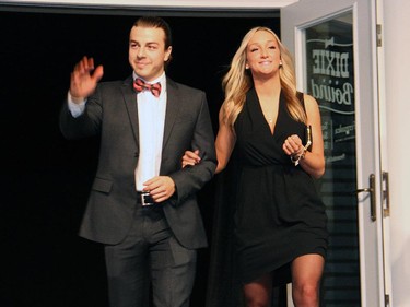Ottawa native Jean-Gabriel Pageau of the Ottawa Senators got a warm response from the audience as he was introduced, along with his date, at the Ferguslea Senators Soirée held at the Hilton Lac Leamy on Wednesday, February 4, 2015.