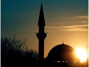 Sun setting behind the Ottawa Mosque.