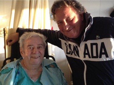 Ottawa Senators owner Eugene Melnyk visits Max Keeping five days after operation in the hospital.