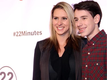 Quebec NDP MP Ruth Ellen Brosseau with her son, Logan, 14, on the red carpet for the special taping of This Hour has 22 Minutes in Ottawa, on Thursday, February 5, 2015, during Cracking-Up the Capital.