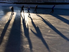 Skaters make their along the Rideau Canal Skateway in Ottawa during the 32nd annual Winterlude Triathlon on Saturday, Jan. 31, 2015. The triathlon, comprising of an eight kilometre skate, five kilometre ski and five kilometre run, is one of the oldest activities of the National Capital Commission's Winterlude festival.