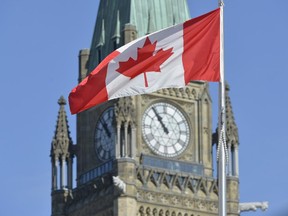 Files: The Canadian flag flies in front of the Peace Tower on Parliament Hill