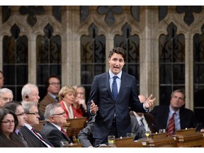 Libreal Leader Justin Trudeau asksa question during question period in the House of Commons on Parliament Hill in Ottawa on Wednesday, Feb. 4, 2015.