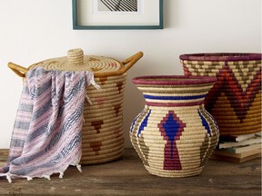 Ugandan woven baskets from HomeSense are functional and artsy.
 

Laundry basket, $39.99
Vase, $34.99
Handwoven bin, $24.99